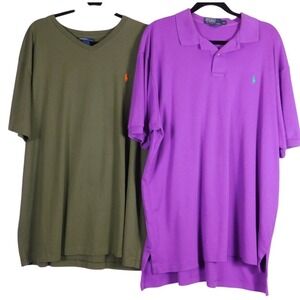 POLO RALPH LAUREN Classic  VNeck T Shirt Olive Green NWT & Purple Polo‎ XL A184